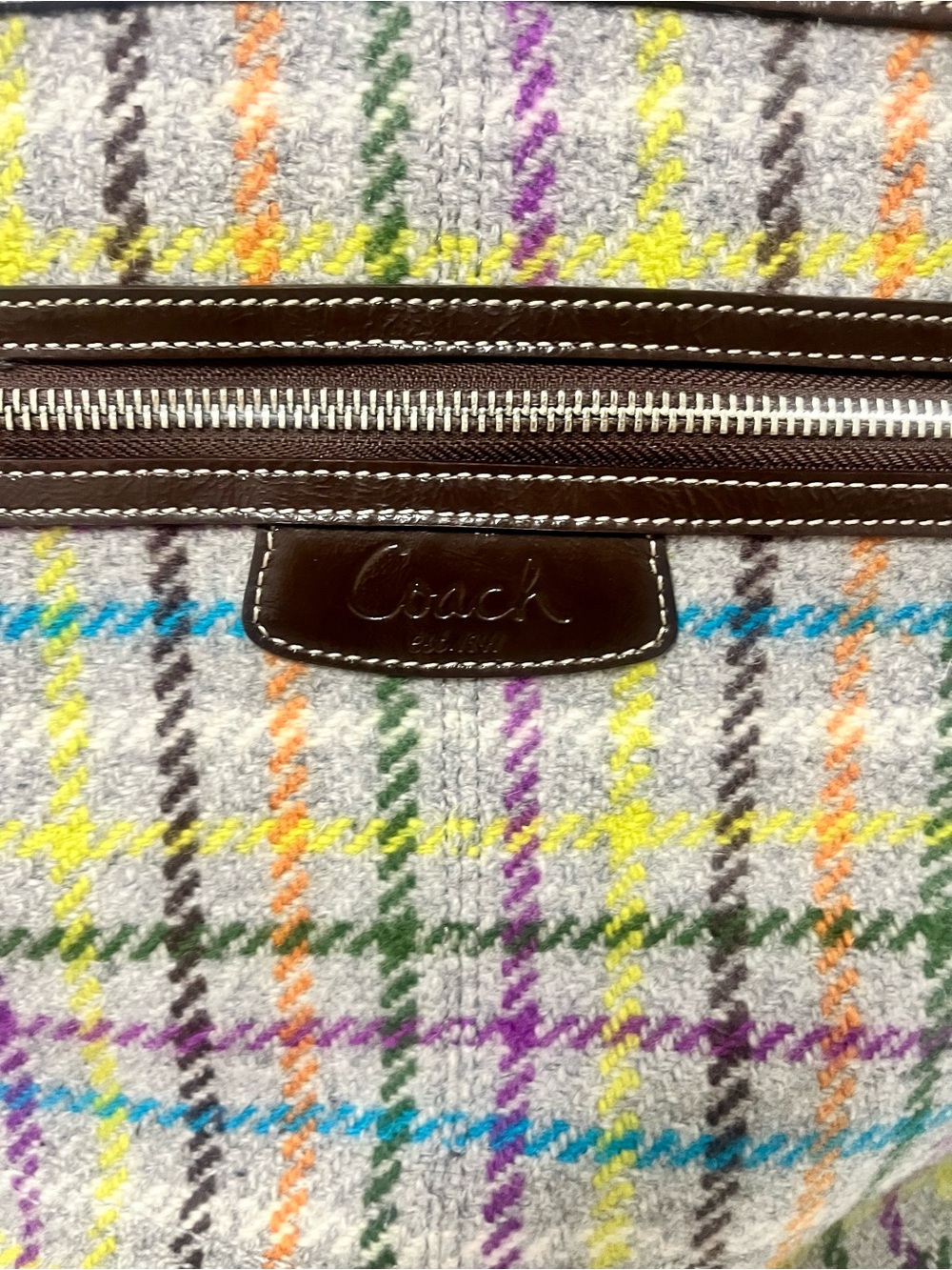 EUC Coach Penelope Tattersall Plaid Wool Tweed Tote Bag Style Number F15536 - Picture 3 of 10